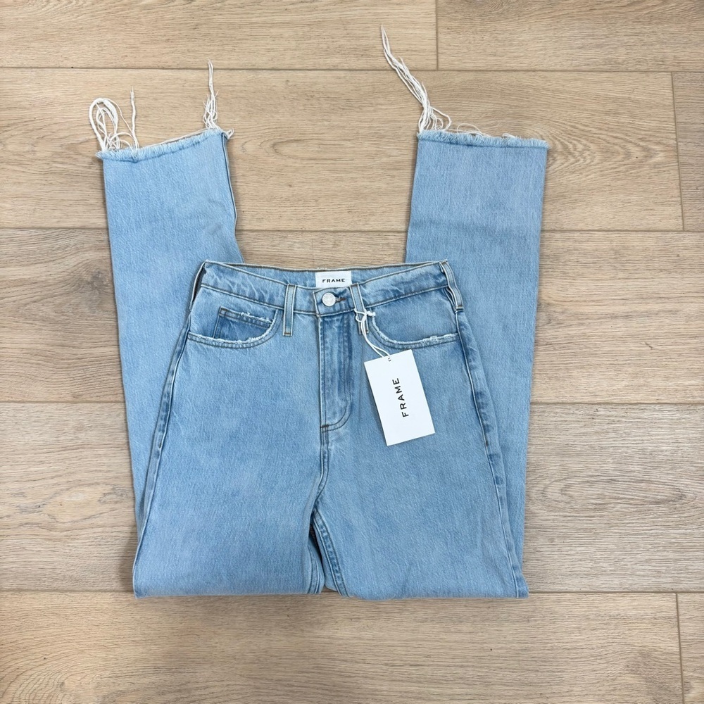 Frame Denim Straight Leg Jeans in Light Blue